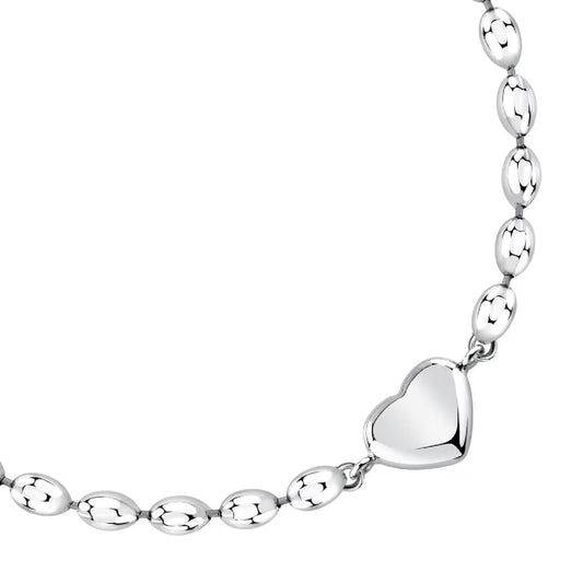 Bracciale catena Morellato in acciaio rodiato con cuore Regolabile 16-19 cm