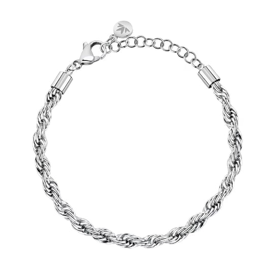 Bracciale spesso Morellato in acciaio rodiato con intreccio Regolabile 16-20 cm