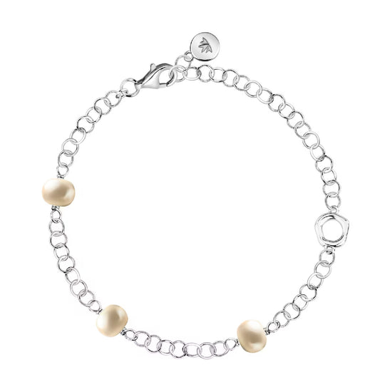Bracciale catena Morellato in argento con perle bianche Regolabile 16-19 cm