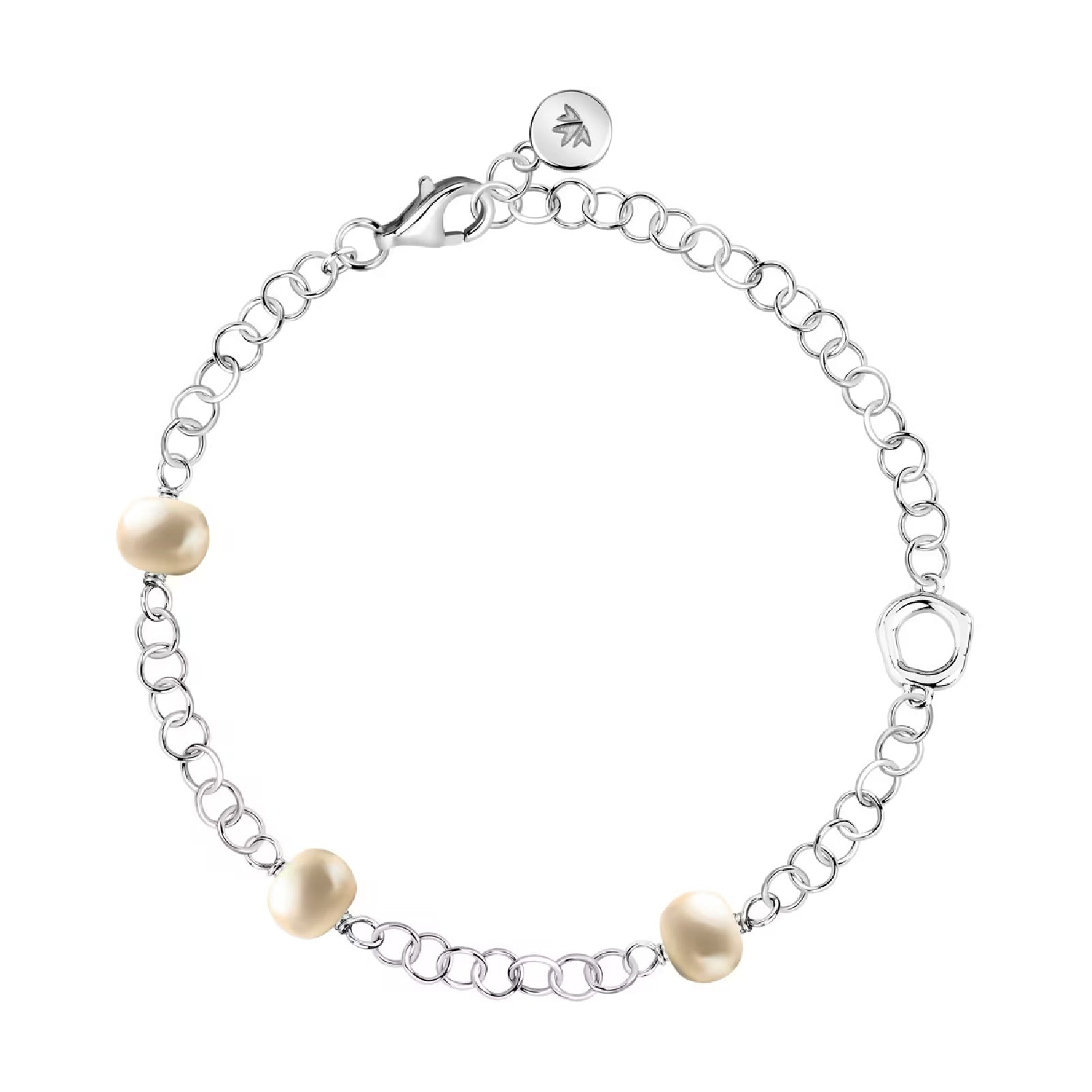 Bracciale catena Morellato in argento con perle bianche Regolabile 16-19 cm