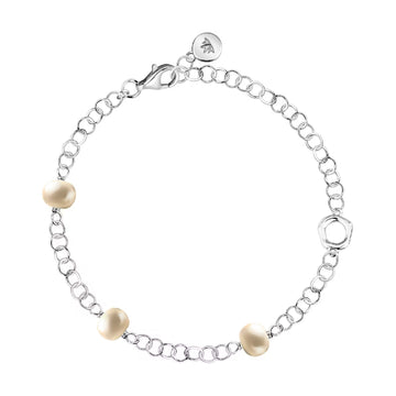 Bracciale catena Morellato in argento con perle bianche Regolabile 16-19 cm