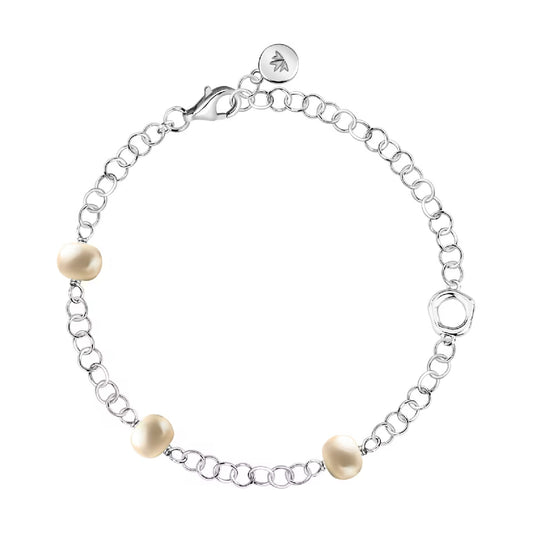 Bracciale catena Morellato in argento con perle bianche Regolabile 16-19 cm