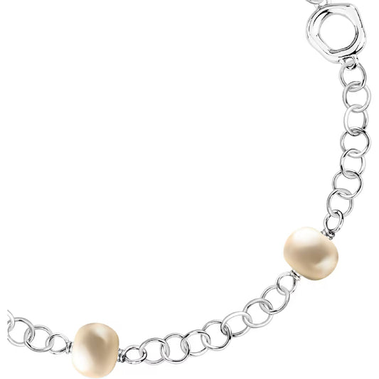 Bracciale catena Morellato in argento con perle bianche Regolabile 16-19 cm
