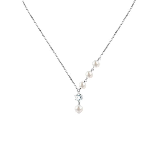 Collana Morellato argento con perle e punto luce di zircone MISURA UNICA