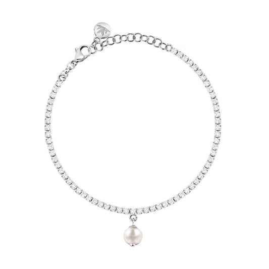 Bracciale tennis Morellato in argento con perla pendente Regolabile 16-19 cm