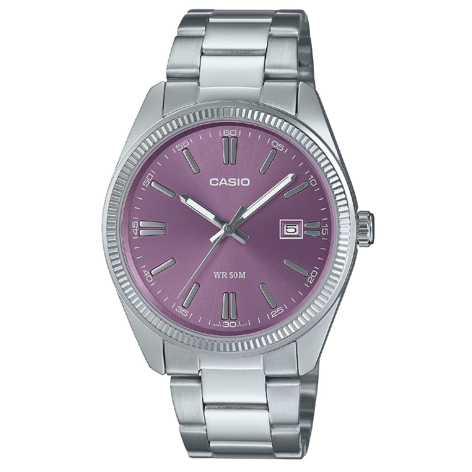 Orologio donna Casio Timeless in acciaio quadrante lilla 38mm