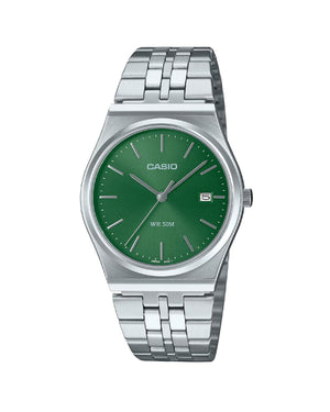 Orologio solo tempo da donna Casio Timeless con cassa 35mm e bracciale in acciaio quadrante verde MTP-B145D-3AVEF