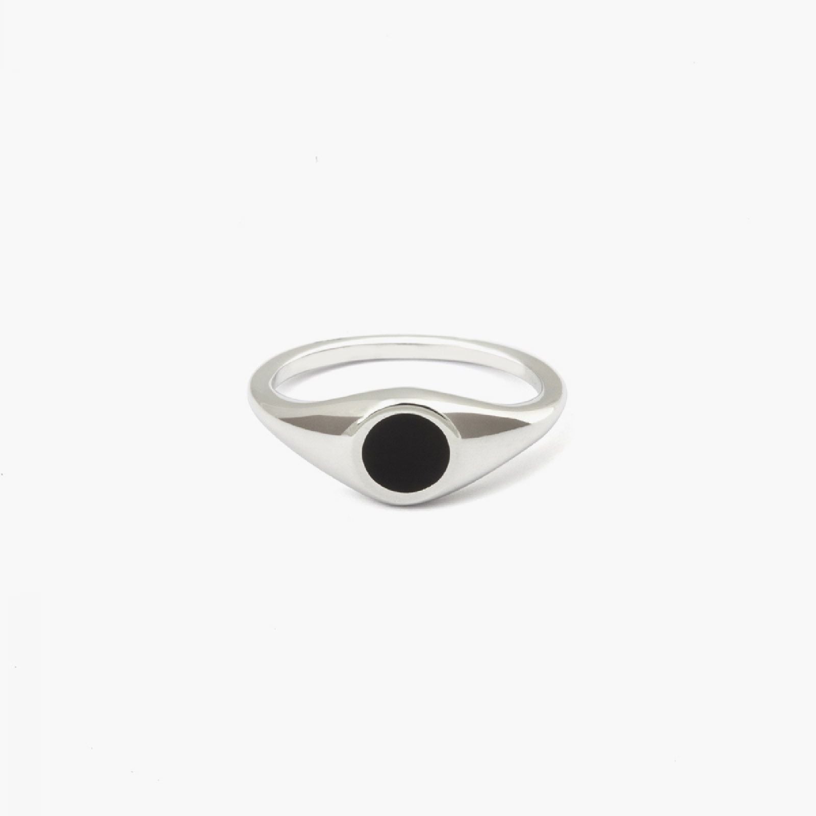 Anello chevalier tondo mignolo Nove25 Timeless unisex in argento e smalto nero N25ANE00426-1