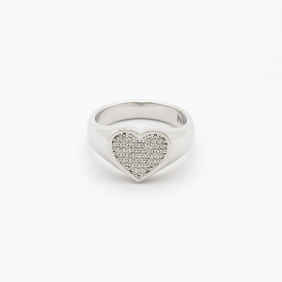 Anello chevalier cuore Nove25 Brillanti donna in argento e pavé di zirconi N25ANE00428-1