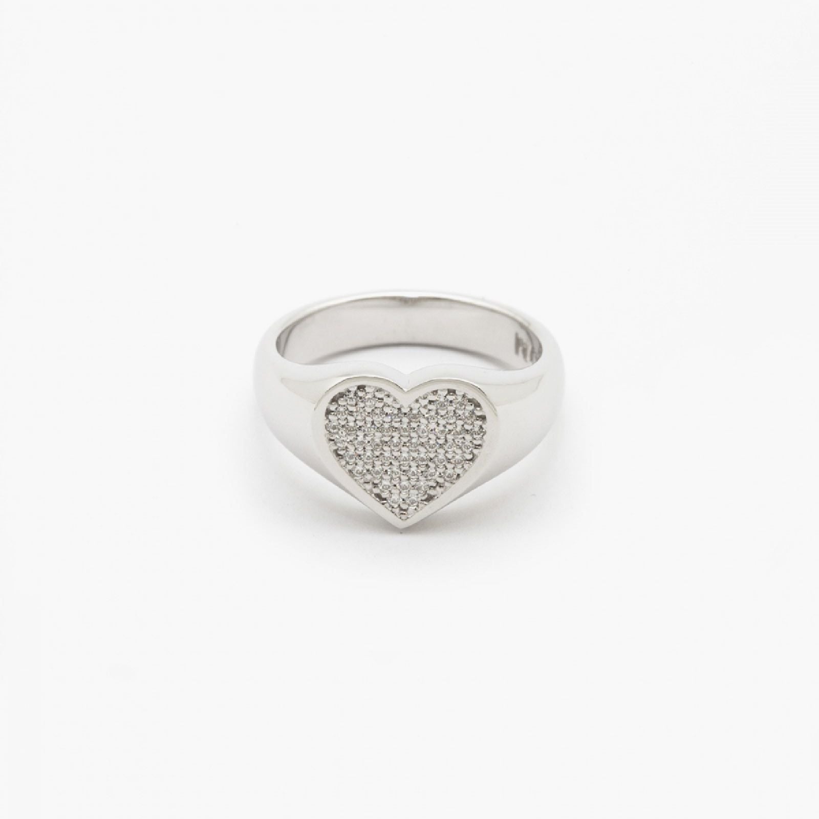 Anello chevalier cuore Nove25 Brillanti donna in argento e pavé di zirconi N25ANE00428-1