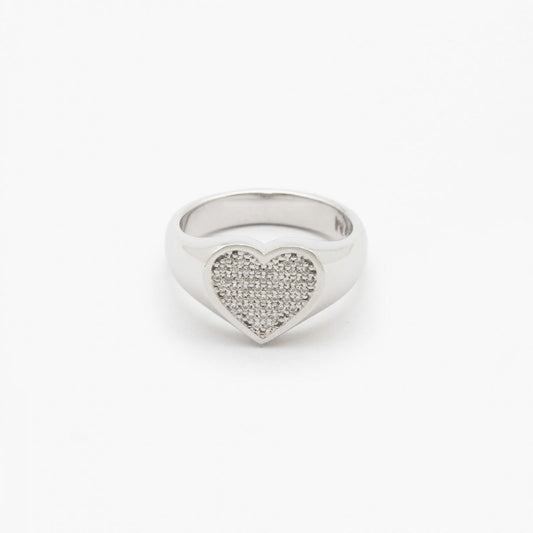 Anello chevalier cuore Nove25 Brillanti donna in argento e pavé di zirconi N25ANE00428-1