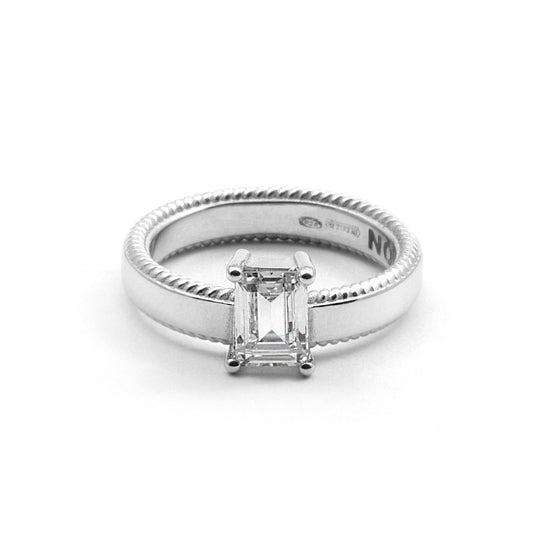 Anello solitario donna Nove25 Opulence argento rodio superficie liscia e zircone N25ANE00540-1