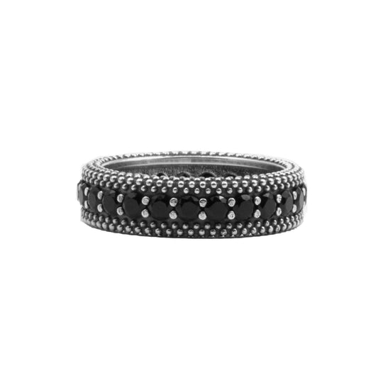 Anello unisex Nove25 Puntinati in argento con puntini e zirconi neri N25ANE00550-1