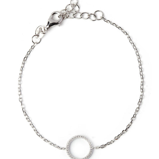 Bracciale catena Nove25 Brillanti in argento rodio con cerchio centrale e zirconi N25BRA00118-1