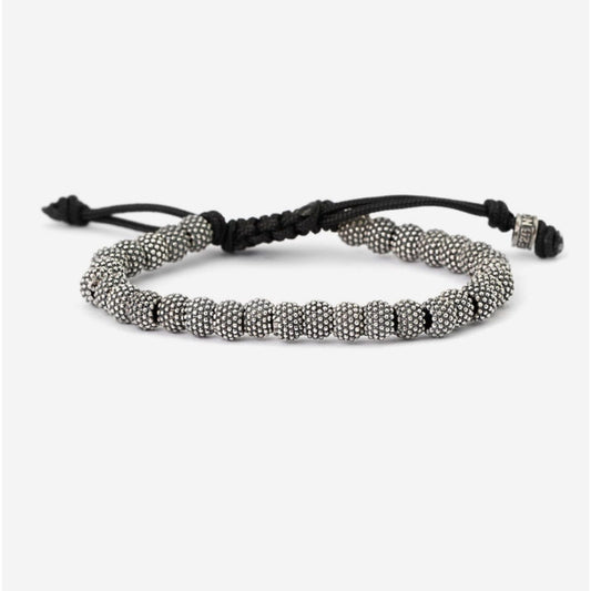 Bracciale corda nera Nove25 Puntinati unisex con sfere in argento N25BRA00326-1