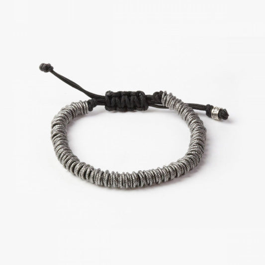 Bracciale corda nera Nove25 Puntinati unisex con maglie in argento N25BRA00328-1
