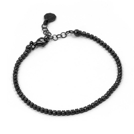 Bracciale tennis Nove25 Timeless unisex argento rutenio con zirconi neri N25BRA00404-2