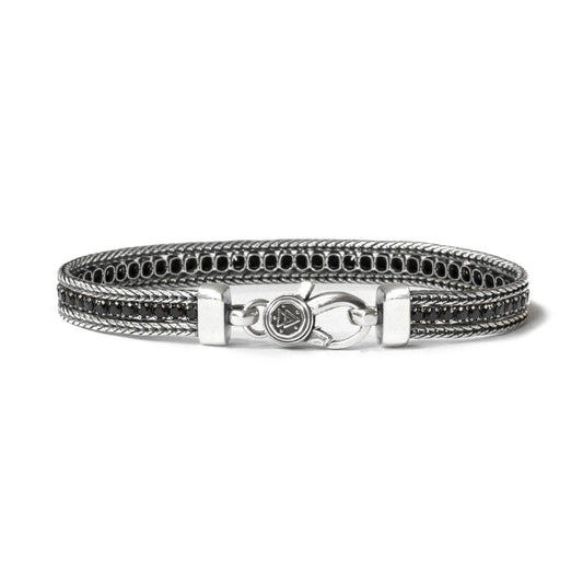 Bracciale tennis unisex Nove25 Timeless argento brunito con zirconi neri N25BRA00419-1