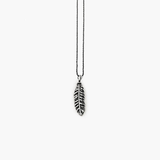 Collana Nove25 Miniature unisex in argento con piuma piccola N25COL00178-O-S-1