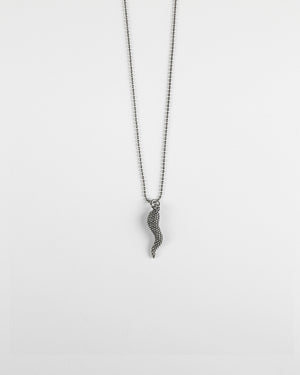 Collana pendente Nove25 Puntinati unisex in argento 925 con ciondolo a forma di cornetto piccolo con medio sfere N25COL00284/O/S