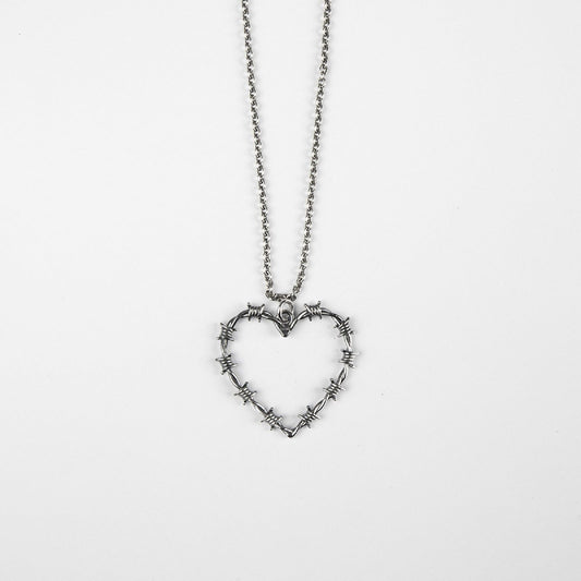 Collana Nove25 Filo Spinato unisex in argento con cuore filo spinato N25COL00298-O-S-1