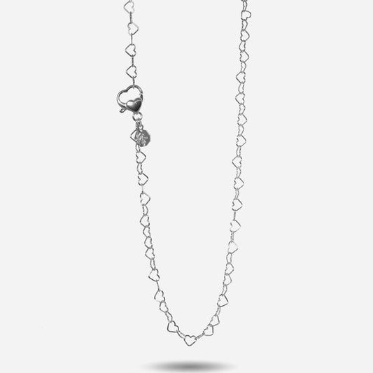 Collana catena Nove25 Rebelove donna in argento maglie a cuore lunga 47cm N25COL00417-O-S-1