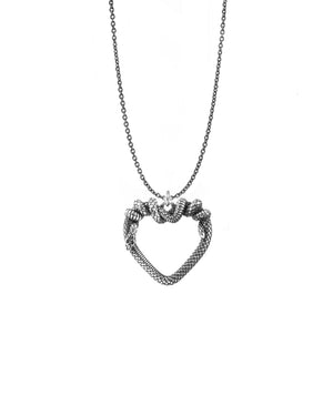Collana Nove25 Snake unisex in argento 925 con ciondolo a cuore con serpente avvolto N25COL00457OS