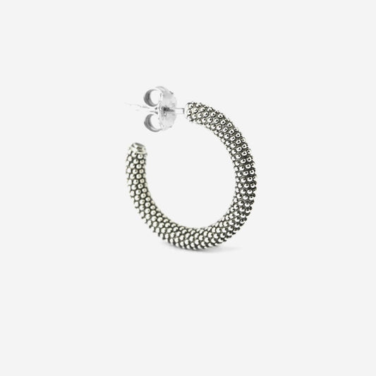 Mono orecchino a cerchio tondo Nove25 Puntinati unisex in argento 15mm N25ORE00420-O-S-1