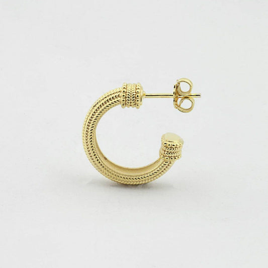 Mono orecchino cerchio Nove25 Antique unisex in argento oro 14mm N25ORE00426-O-S-2