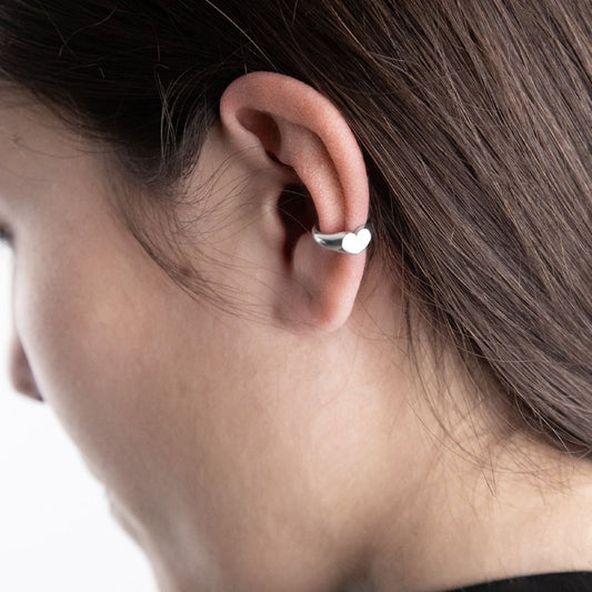 Earcuff donna Nove25 Timeless in argento con un cuore N25ORE00567-O-S-2