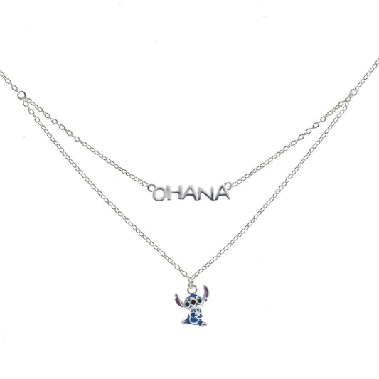 Collana girocollo Disney Stitch bambina argento con Stitch e scritta Ohana NS00059SRHL-17-CS-1