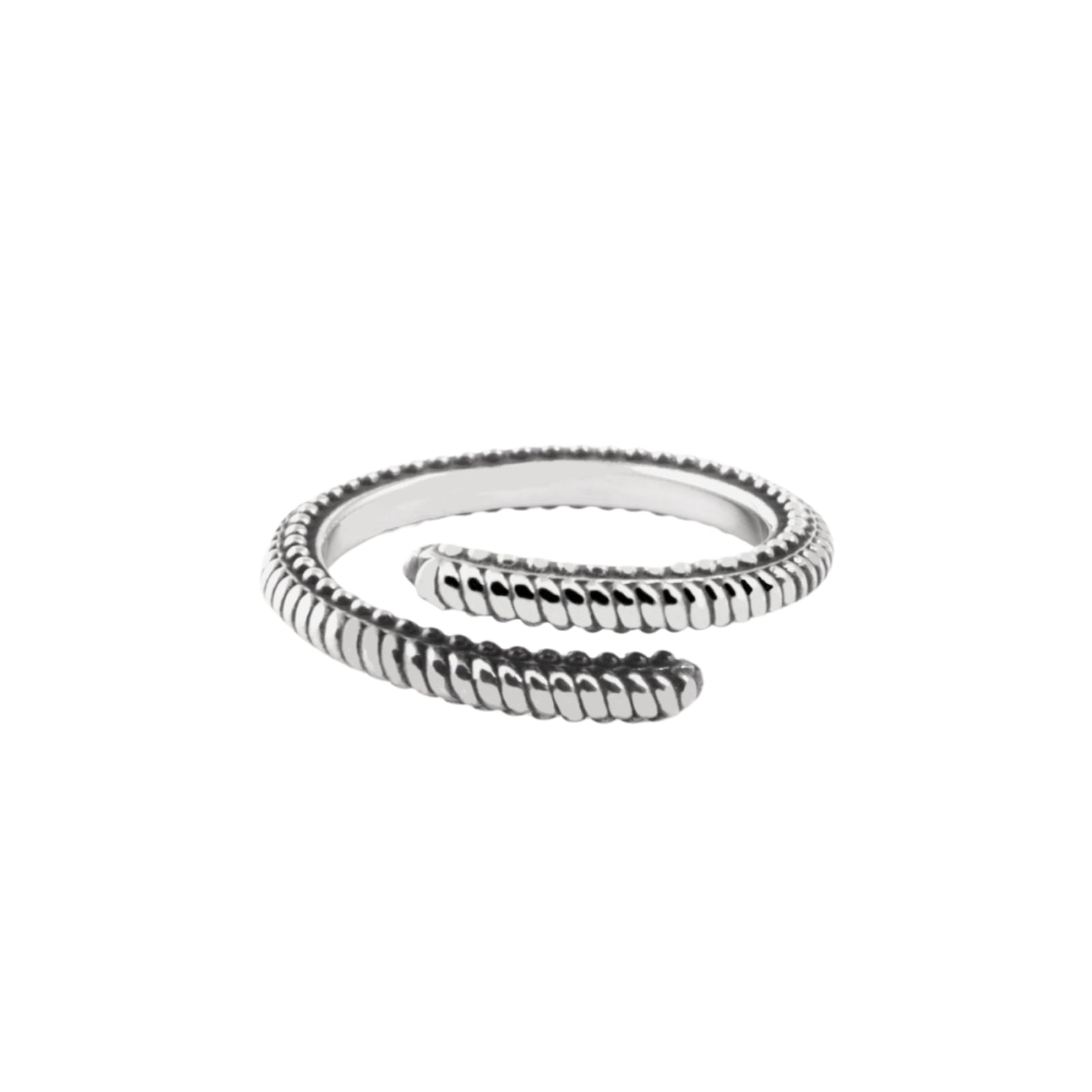 Anello contrarié NOVE25 in argento con decoro zigrinato