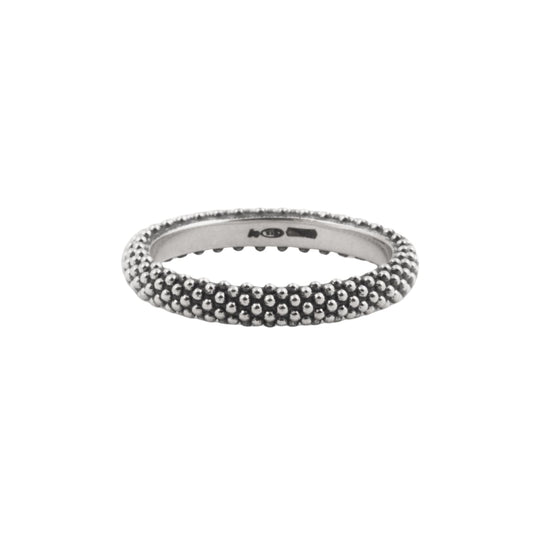 Anello fedina NOVE25 in argento con decoro puntinato 12