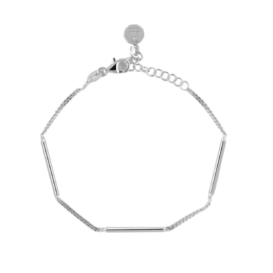 Bracciale unisex NOVE25 in argento con catena e barrette 16 cm