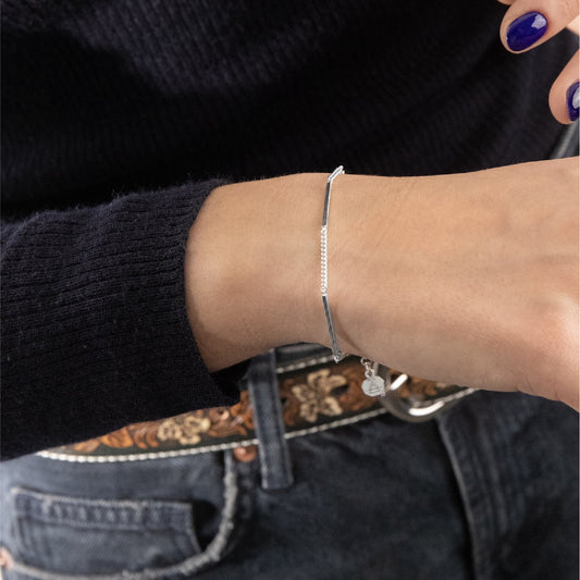 Bracciale unisex NOVE25 in argento con catena e barrette 16 cm