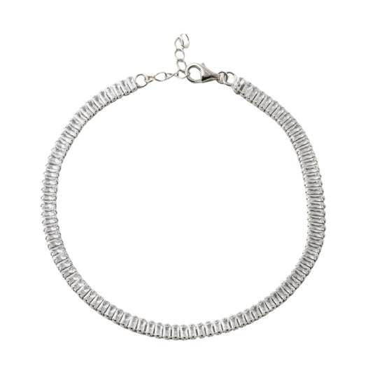 Bracciale tennis NOVE25 in argento con zirconi baguette 18 cm