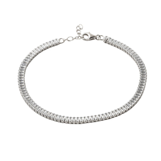 Bracciale tennis NOVE25 in argento con zirconi baguette 18 cm