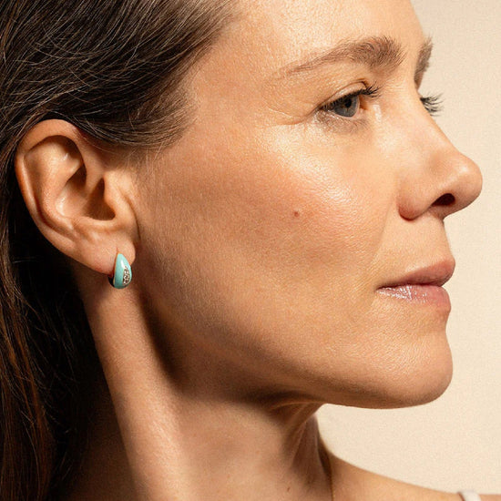 Orecchini goccia donna Rue Des Mille ColorFun in argento turchese e zirconi OR-023-GOC-TU-AU-2