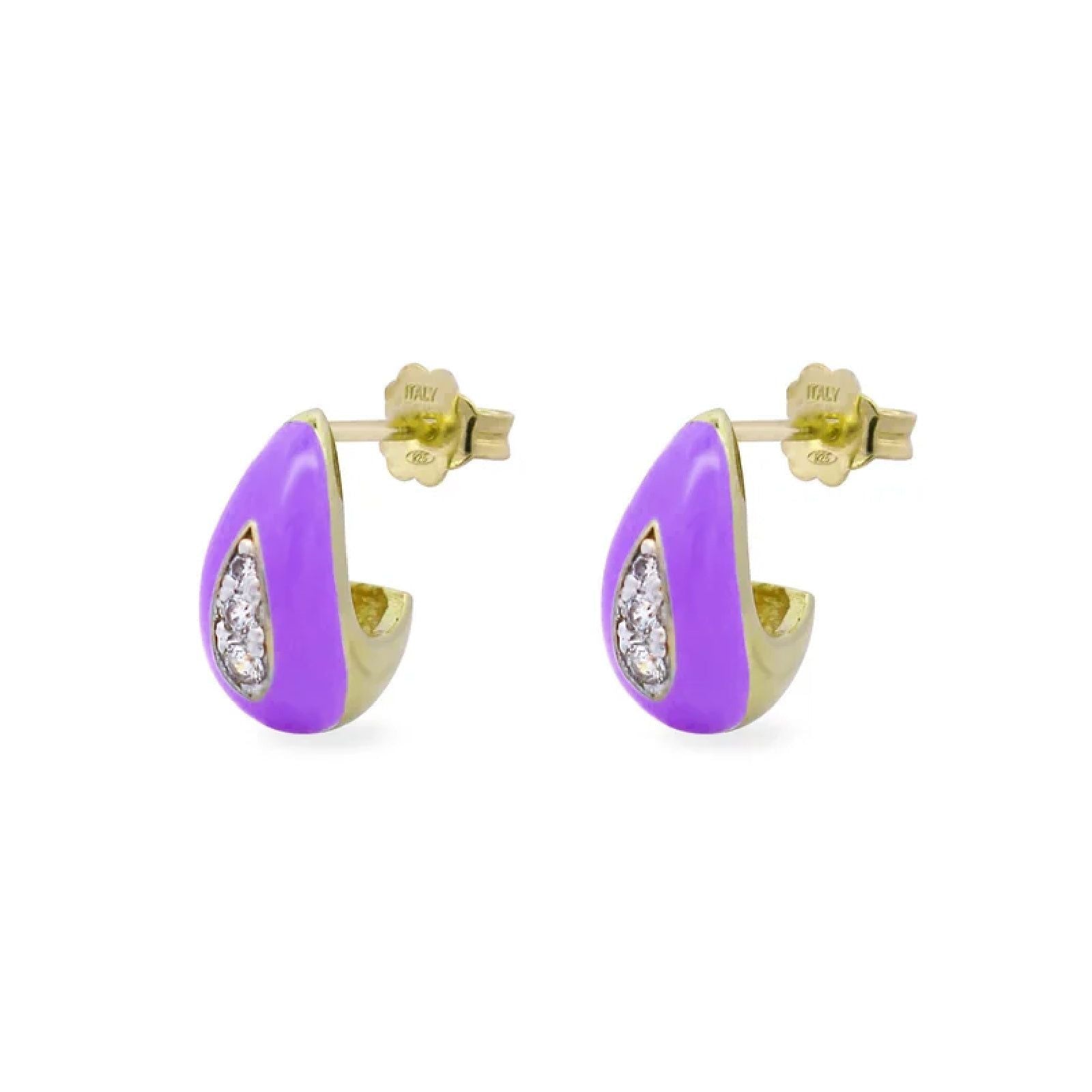 Orecchini goccia donna Rue Des Mille ColorFun in argento viola e zirconi OR-023-GOC-VI-AU-1