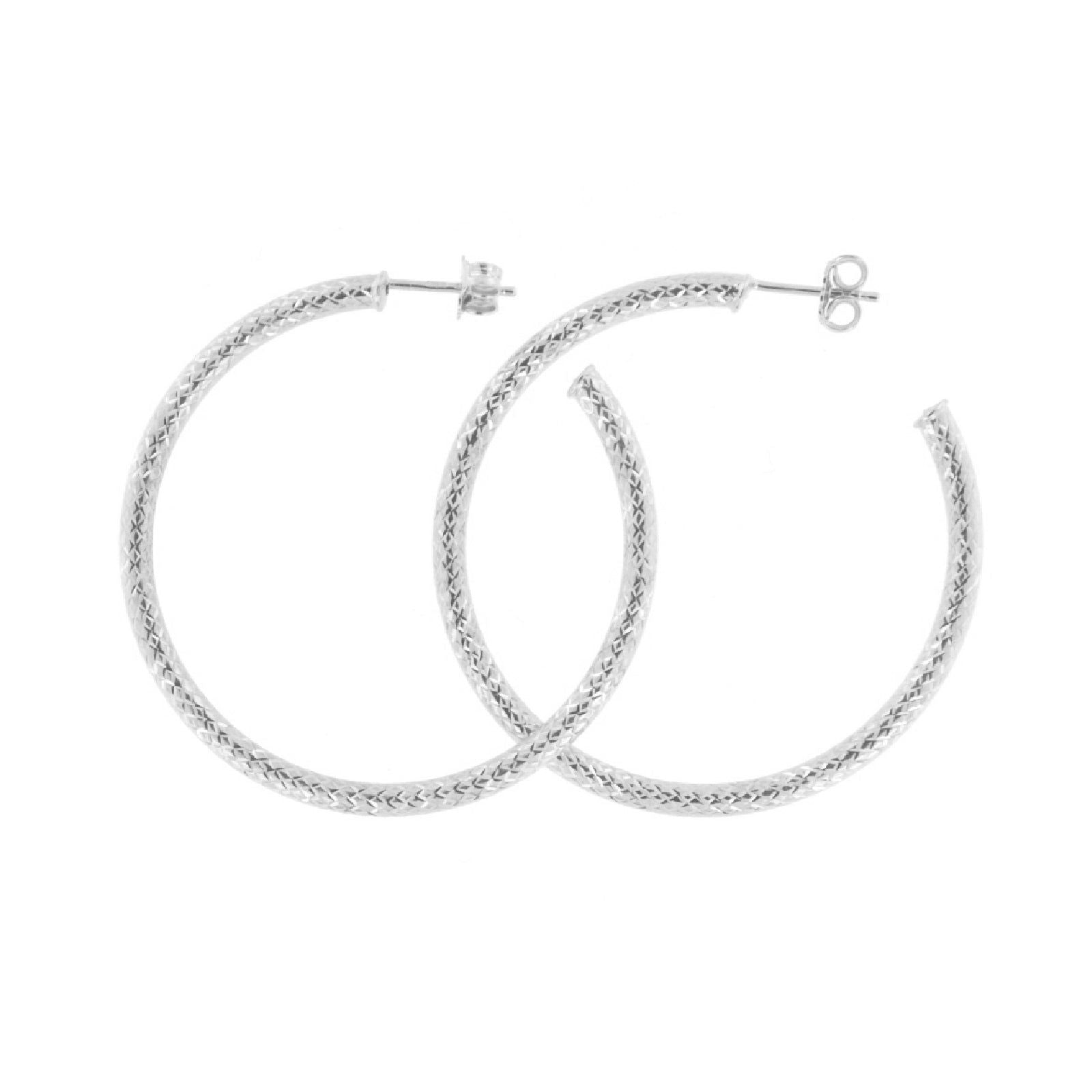 Orecchini cerchio grande donna Fraboso Gioielli in argento lavorato OR07203RHFO-1