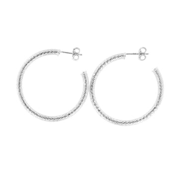 Orecchini cerchio medio donna Fraboso Gioielli in argento lavorato OR07641RHFO-1