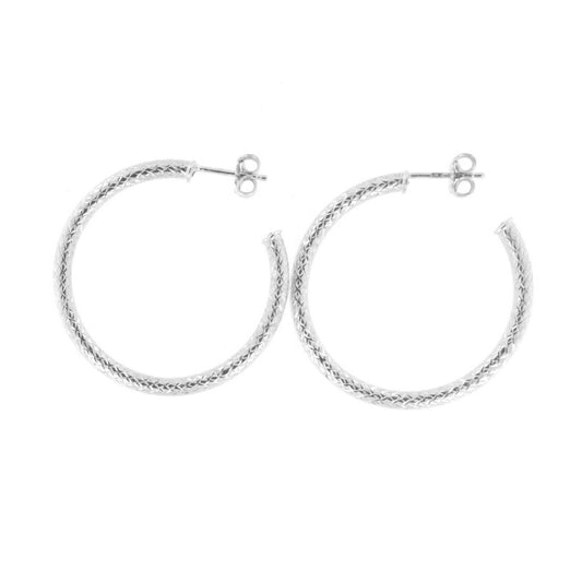 Orecchini cerchio medio donna Fraboso Gioielli in argento lavorato OR07641RHFO-1