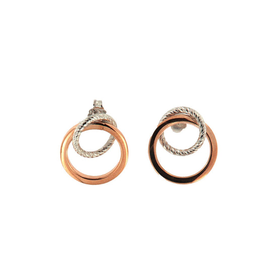 Orecchini lobo donna Fraboso Gioielli in argento rosé due cerchi piccoli OR10652BCFO-1