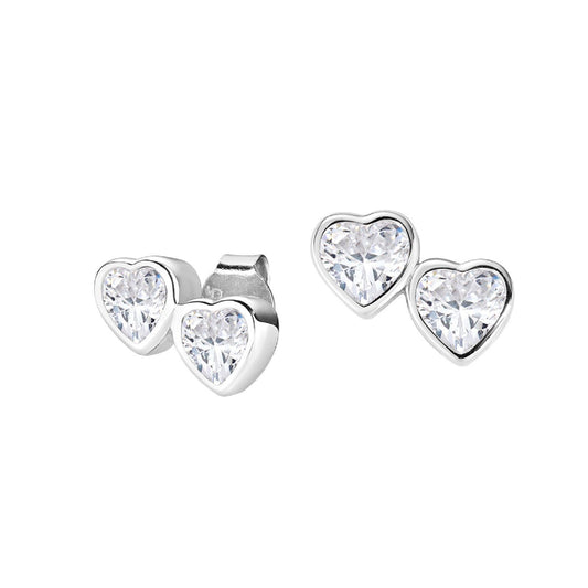 Orecchini lobo donna Amen Amore in argento con due zirconi a cuore OR2CUBBZ-1