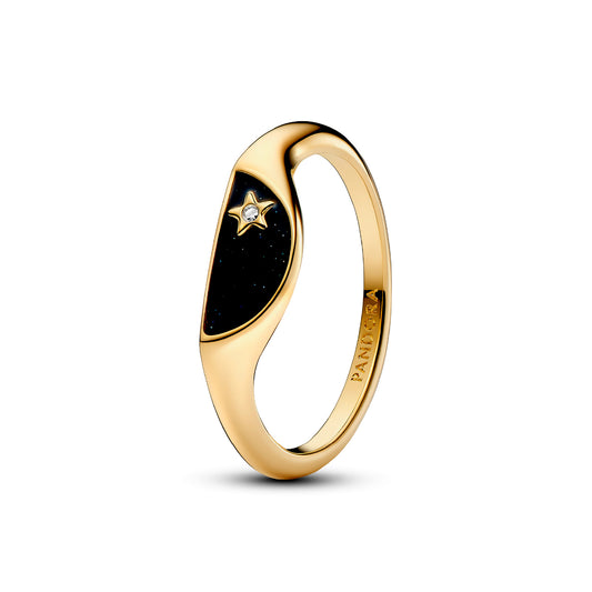 Anello mezzo sigillo Pandora placcato oro con zircone da donna P.163325C01-50