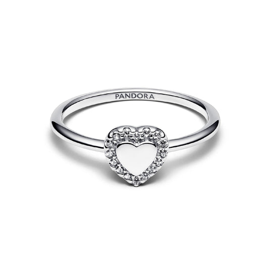 Anello da incidere a cuore Pandora argento rodiato con zirconi 10