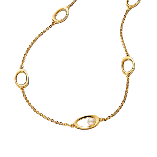 Collana girocollo Pandora argento dorato con perla centrale