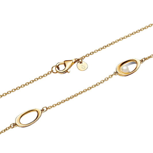Collana girocollo Pandora argento dorato con perla centrale