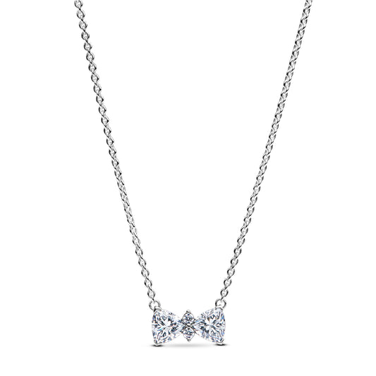 Collana Pandora in argento ciondolo a fiocco di zirconi MISURA UNICA