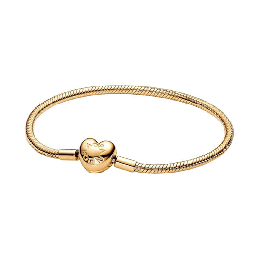 Bracciale Pandora in argento dorato con chiusura a cuore 17 cm